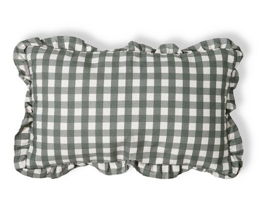 Capa de Almofada Retângular Estampada com Babados Vichy Elena Verde, green | WestwingNow
