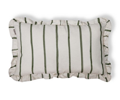 Capa de Almofada Retângular Estampada com Babados Listras Olívia Verde, white | WestwingNow