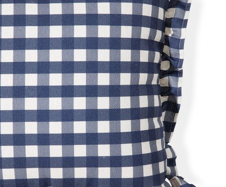 Capa de Almofada Estampada com Babados Vichy Elena Azul Marinho | Westwing