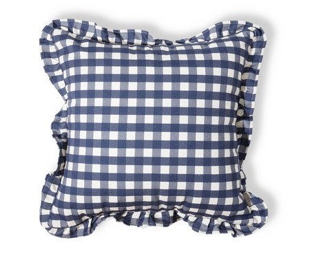 Capa de Almofada Estampada com Babados Vichy Elena Azul Marinho | Westwing