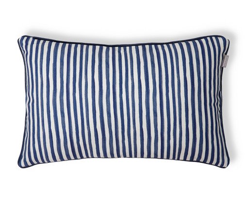 Capa de Almofada Retângular Estampada com Cordonê Listras Sofia Azul, blue | WestwingNow