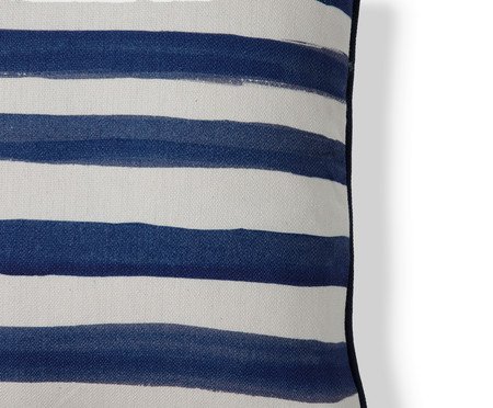 Capa de Almofada Estampada com Cordonê Listras Alice Azul Marinho | Westwing