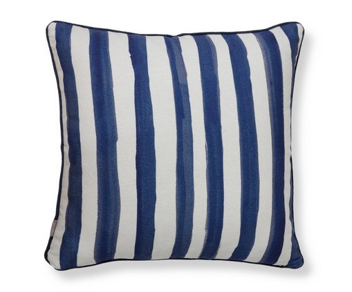 Capa de Almofada Estampada com Cordonê Listras Alice Azul Marinho, blue | WestwingNow