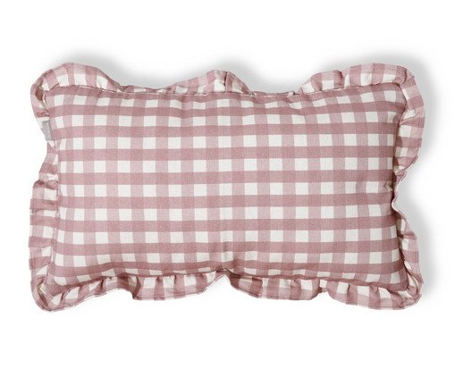 Capa de Almofada Retangular Estampada com Babados Vichy Elena Rosa, pink | WestwingNow