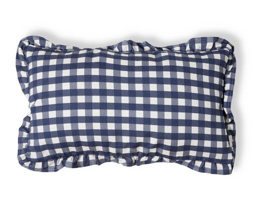 Capa de Almofada Retangular Estampada com Babados Vichy Elena Azul Marinho, blue | WestwingNow
