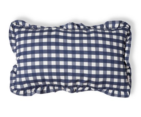 Capa de Almofada Retângular Estampada com Babados Vichy Elena Azul Marinho | Westwing