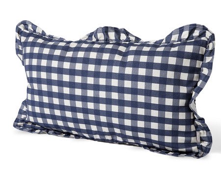 Capa de Almofada Retângular Estampada com Babados Vichy Elena Azul Marinho | Westwing