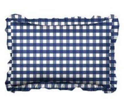 Capa de Almofada Retângular Estampada com Babados Vichy Elena Azul Marinho | Westwing