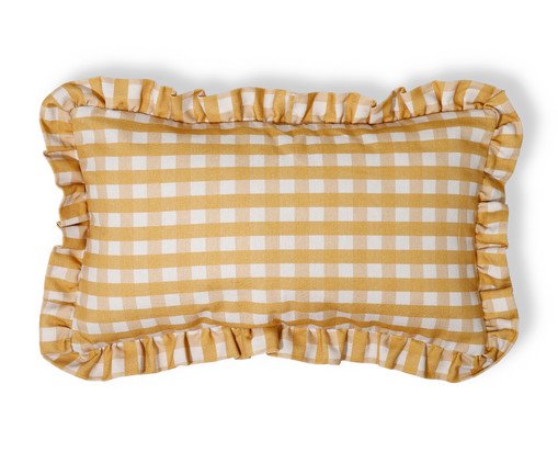 Capa de Almofada Retangular Estampada com Babados Vichy Elena Amarelo, yellow | WestwingNow