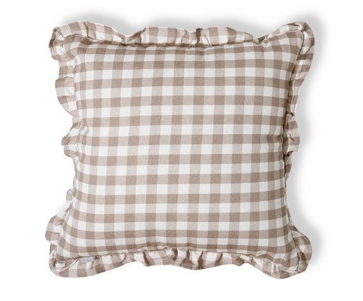 Capa de Almofada Estampada com Babados Vichy Elena Bege, brown | WestwingNow