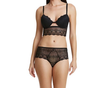 Corselet Renda Meia Taça Black | Westwing