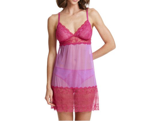 Camisola Renda Decote Triangulo Pink Flash, pink | WestwingNow