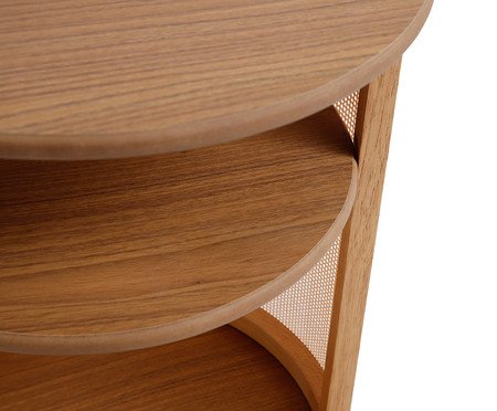 Mesa de Cabeceira Redonda Aura com Palhinha Quadriculada | Westwing