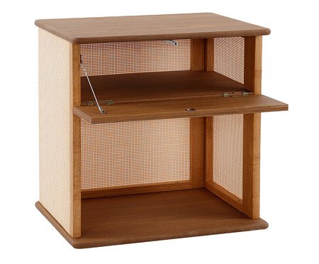 Mesa de Cabeceira Quadrada Aura com Palhinha Quadriculada | Westwing