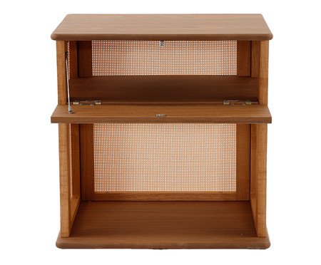Mesa de Cabeceira Quadrada Aura com Palhinha Quadriculada | Westwing