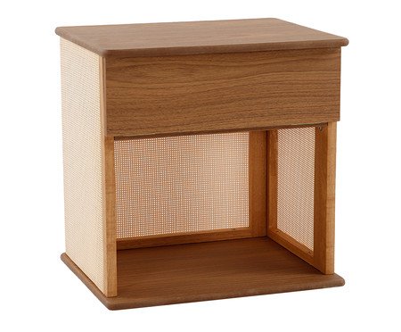 Mesa de Cabeceira Quadrada Aura com Palhinha Quadriculada | Westwing
