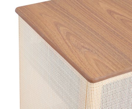 Mesa de Cabeceira Quadrada Aura com Palhinha Quadriculada | Westwing