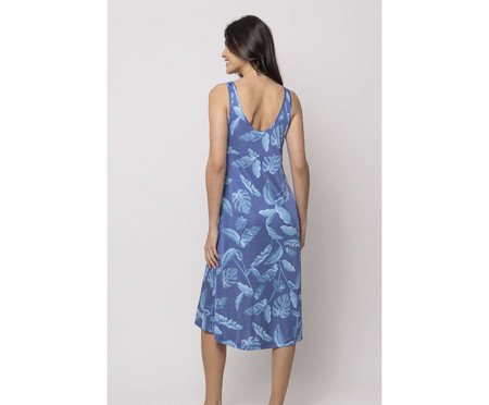 Camisola Midi Folhas Azul | Westwing