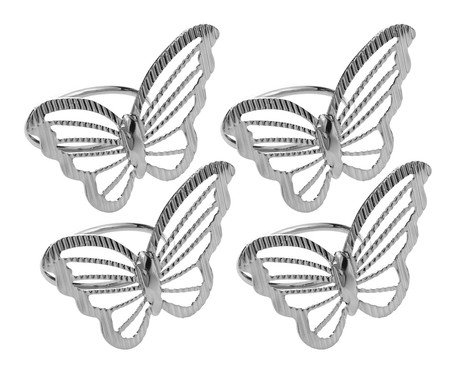 Jogo de Anéis para Guardanapos ButterFly Prateado | Westwing