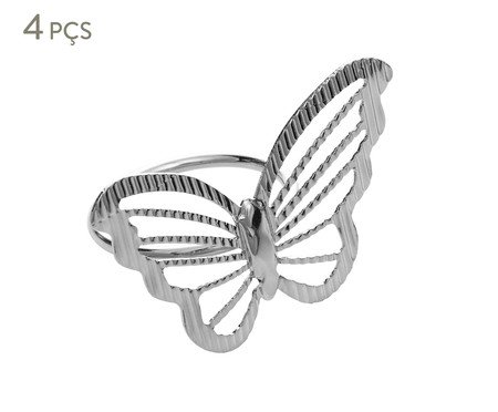 Jogo de Anéis para Guardanapos ButterFly Prateado | Westwing