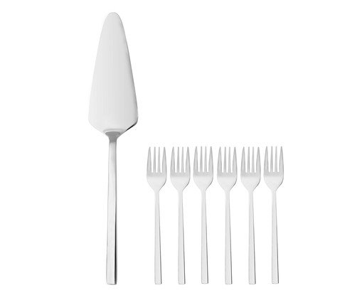 Jogo de Espátulas e Garfos para Bolo Firenze, Prata ou Metálico | WestwingNow