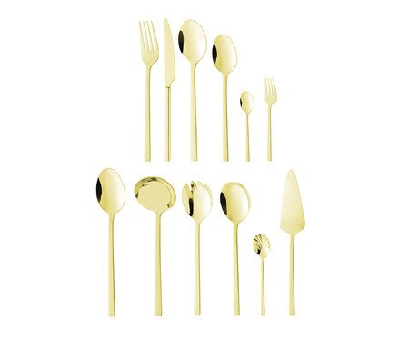 Faqueiro de Aço Inox Firenze Dourado | Westwing