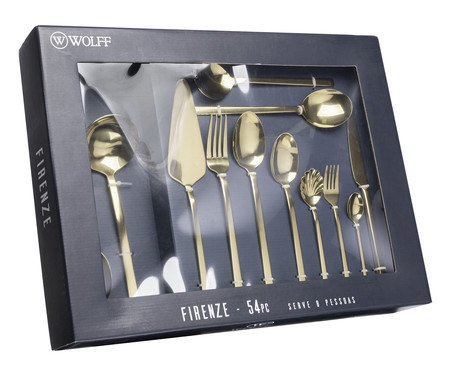 Faqueiro de Aço Inox Firenze Dourado | Westwing