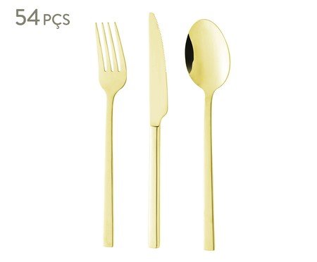 Faqueiro de Aço Inox Firenze Dourado | Westwing