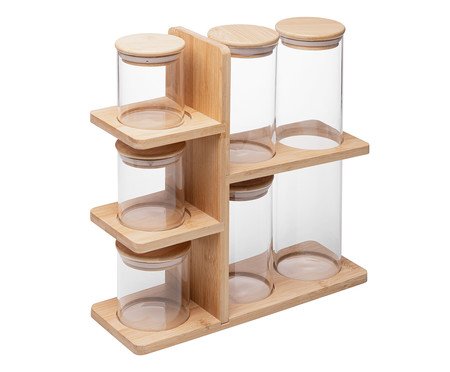 Jogo de Porta Mantimentos com Suporte Bambu | Westwing