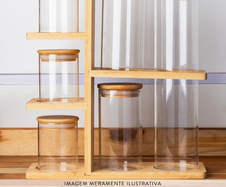 Jogo de Porta Mantimentos com Suporte Bambu | Westwing