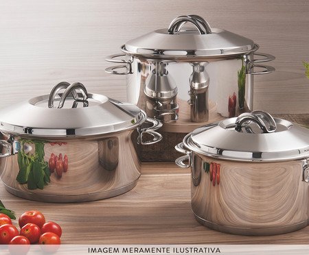 Caçarola Funda com Tampa em Inox Solar | Westwing