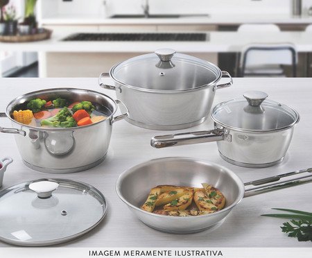 Panela em Inox com Tampa de Vidro Allegra | Westwing