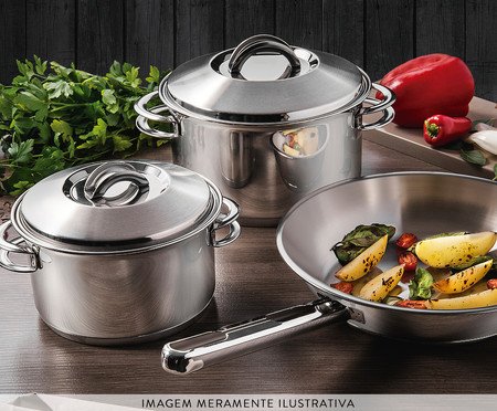 Frigideira em Inox com Fundo Triplo Allegra | Westwing