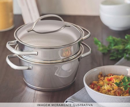 Cuscuzeira em Inox com Fundo Triplo Allegra | Westwing