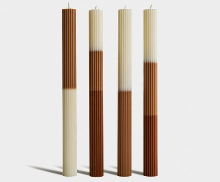 Quarteto de Velas Terracota Mescla Marrom e Branca | Westwing