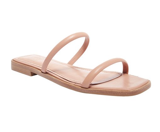 Rasteira Tira Dupla Couro Rosa Matte, Rosa | WestwingNow