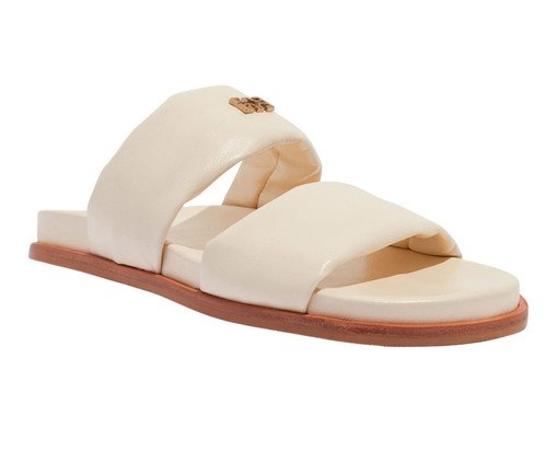 Papete Tiras Puff Couro Off-White, Off White | WestwingNow