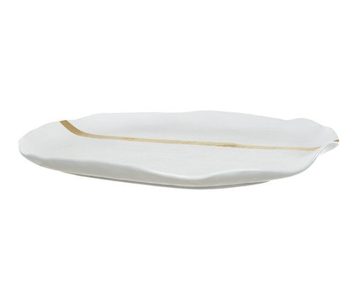 Bandeja Decorativa em Porcelana Branco e Dourado, Branco | WestwingNow