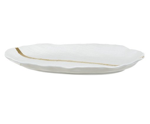 Bandeja Decoret em Porcelana Branco e Dourado, Branco | WestwingNow