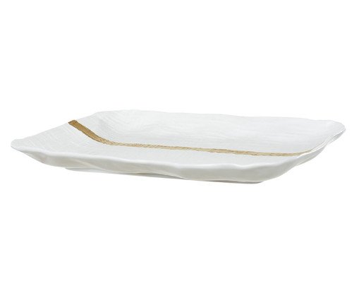 Bandeja Décore Porcelana Branco e Dourado, Branco | WestwingNow