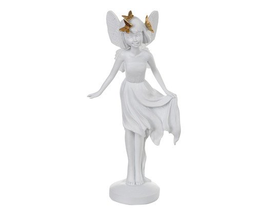 Escultura Fada Branco e Dourado, Branco | WestwingNow