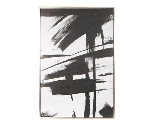Quadro Canvas Toque de Pintura com Moldura Branco Preto, Branco | WestwingNow
