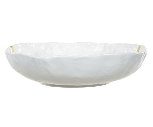 Bandeja Decorativa em Porcelana Branco e Dourado, Branco | WestwingNow