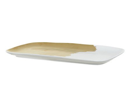 Bandeja Decorativa em Porcelana Dourado Branco | Westwing