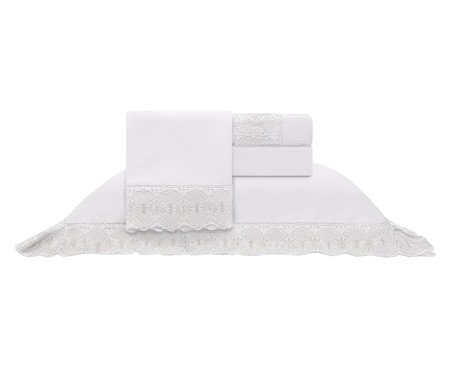 Jogo de Lençol Cristal Roma Branco 300 Fios - Queen Size | Westwing