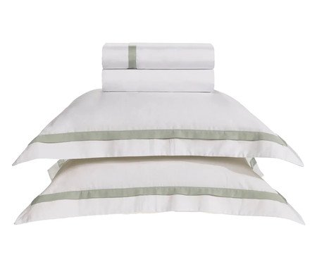 Jogo de Lençol Vercelli Pistacchio Branco | Westwing