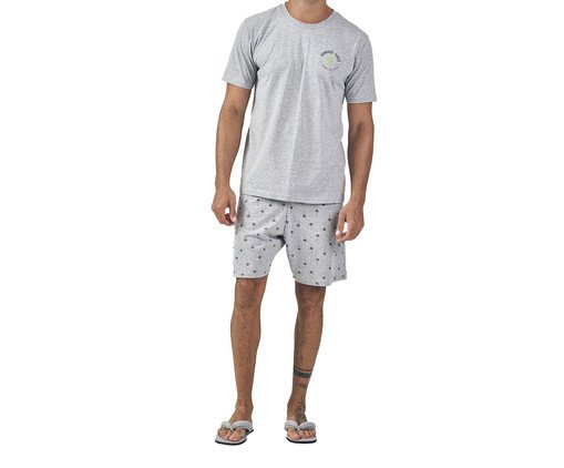 Pijama Masculino Manga Curta Coqueiros, Cinza | WestwingNow