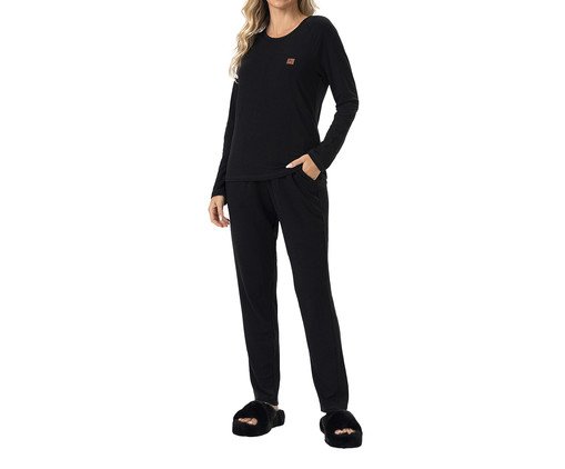 Pijama Feminino Longo Molecotton, Preto | WestwingNow
