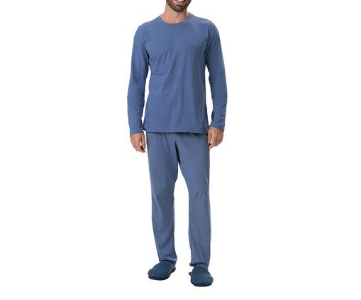 Pijama Masculino Manga Longa Pontilhado Azul, Azul | WestwingNow