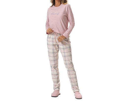 Pijama Feminino Manga Longa Xadrez Rosa, Rosa | WestwingNow